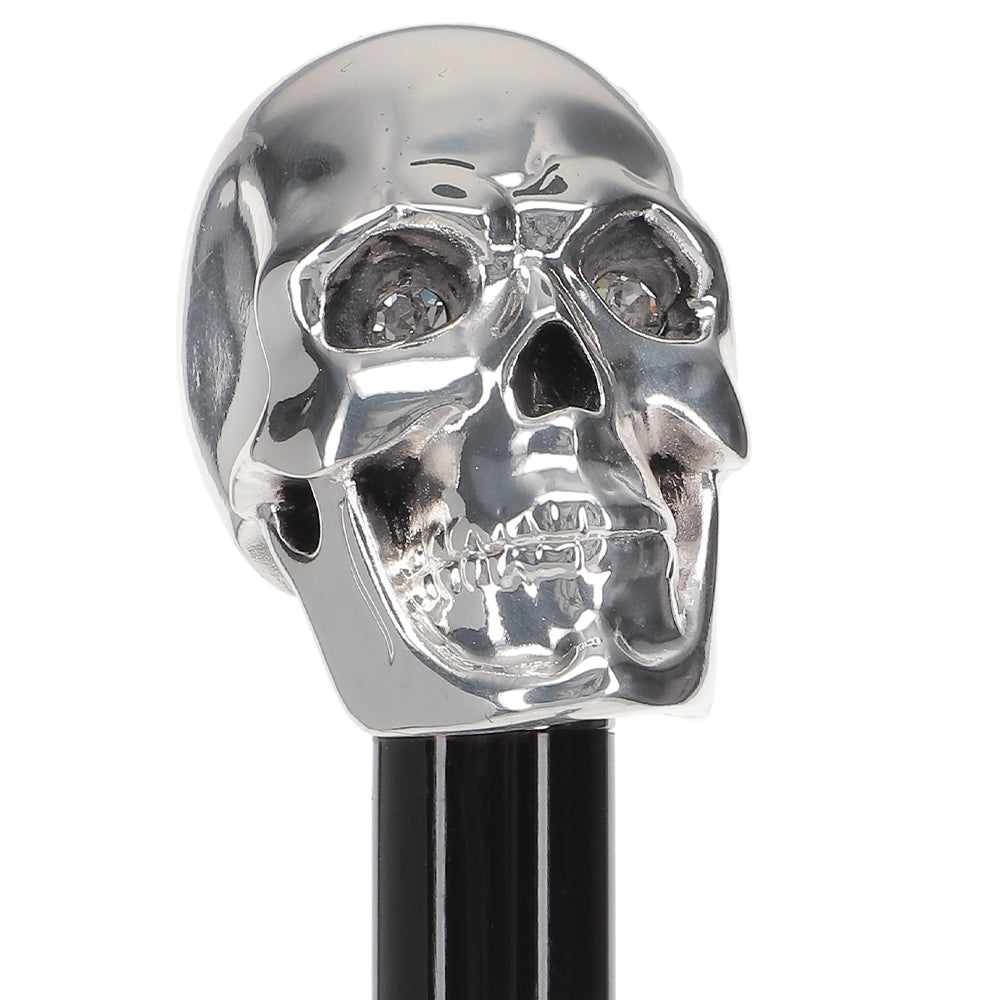Italian Luxury: Skull Walking Stick, Swarovski Eyes, 925r Silver Alpaca Silver Walking Sticks - Tophatter Daily Deals