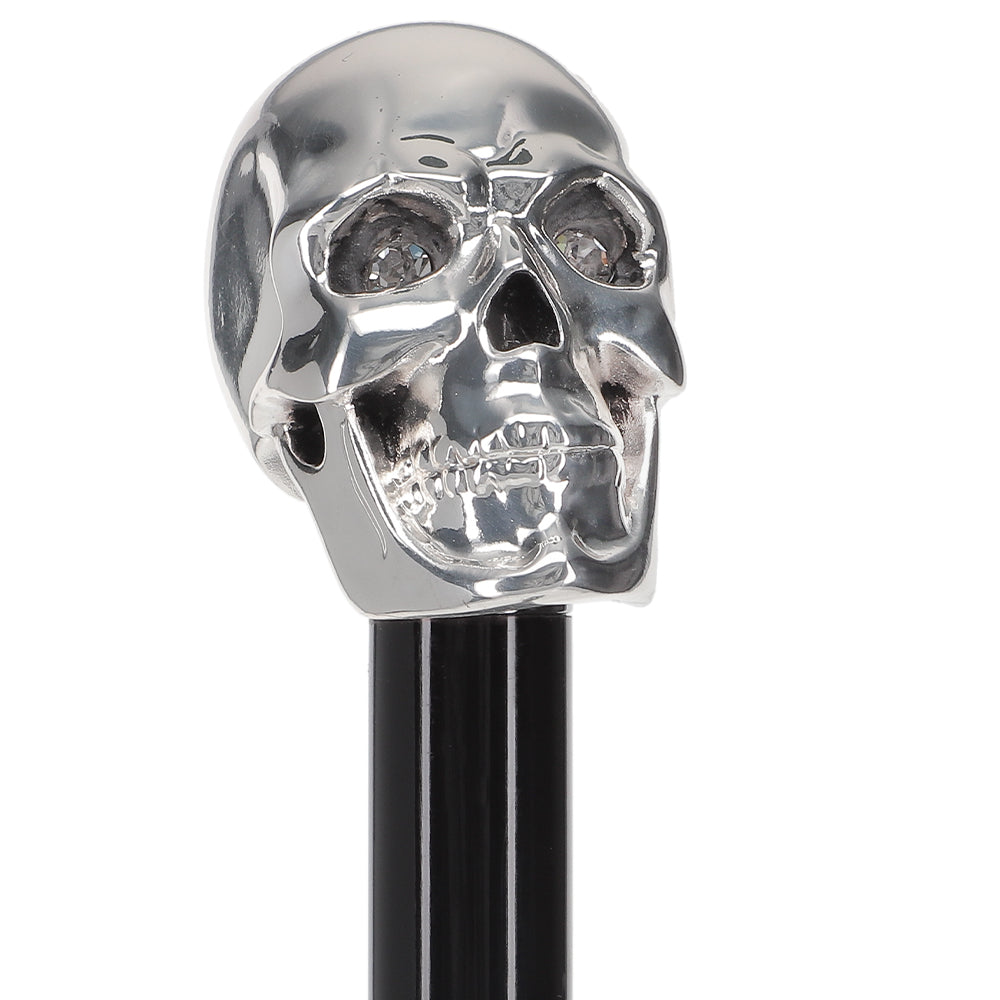 Italian Luxury: Skull Walking Stick, Swarovski Eyes, 925r Silver Alpaca Silver Walking Sticks - Tophatter Daily Deals