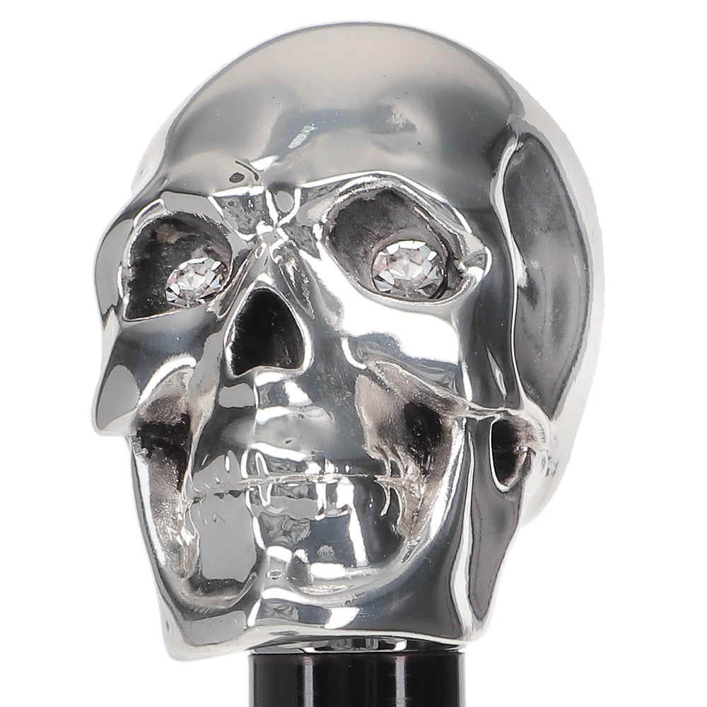 Italian Luxury: Skull Walking Stick, Swarovski Eyes, 925r Silver Alpaca Silver Walking Sticks - Tophatter Daily Deals