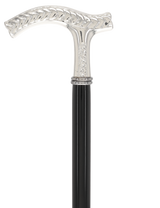Italian Luxury: Embossed Leaves Cane, Crafted in 925r Silver Alpaca Silver Walking Sticks - Tophatter Daily Deals