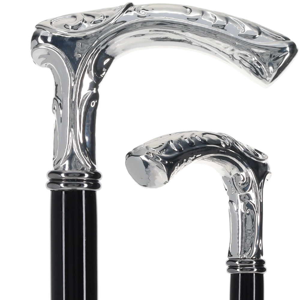 Italian Import: 925r Silver Liberty Embossed Fritz Cane Alpaca Silver Walking Sticks - Tophatter Daily Deals