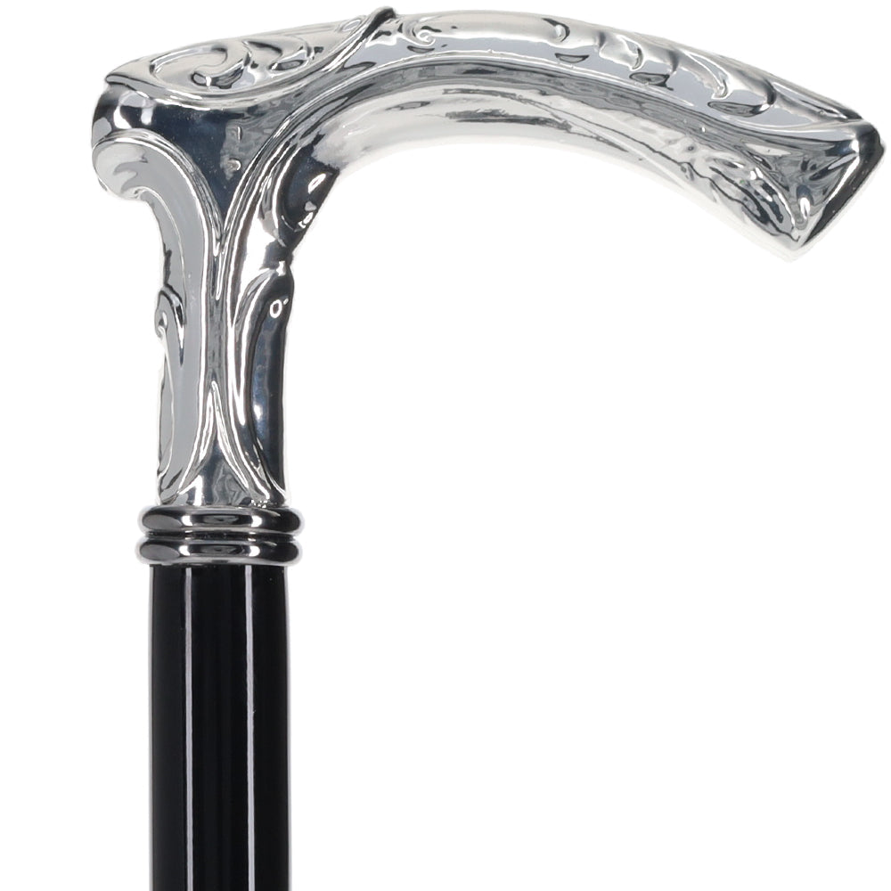 Italian Import: 925r Silver Liberty Embossed Fritz Cane Alpaca Silver Walking Sticks - Tophatter Daily Deals