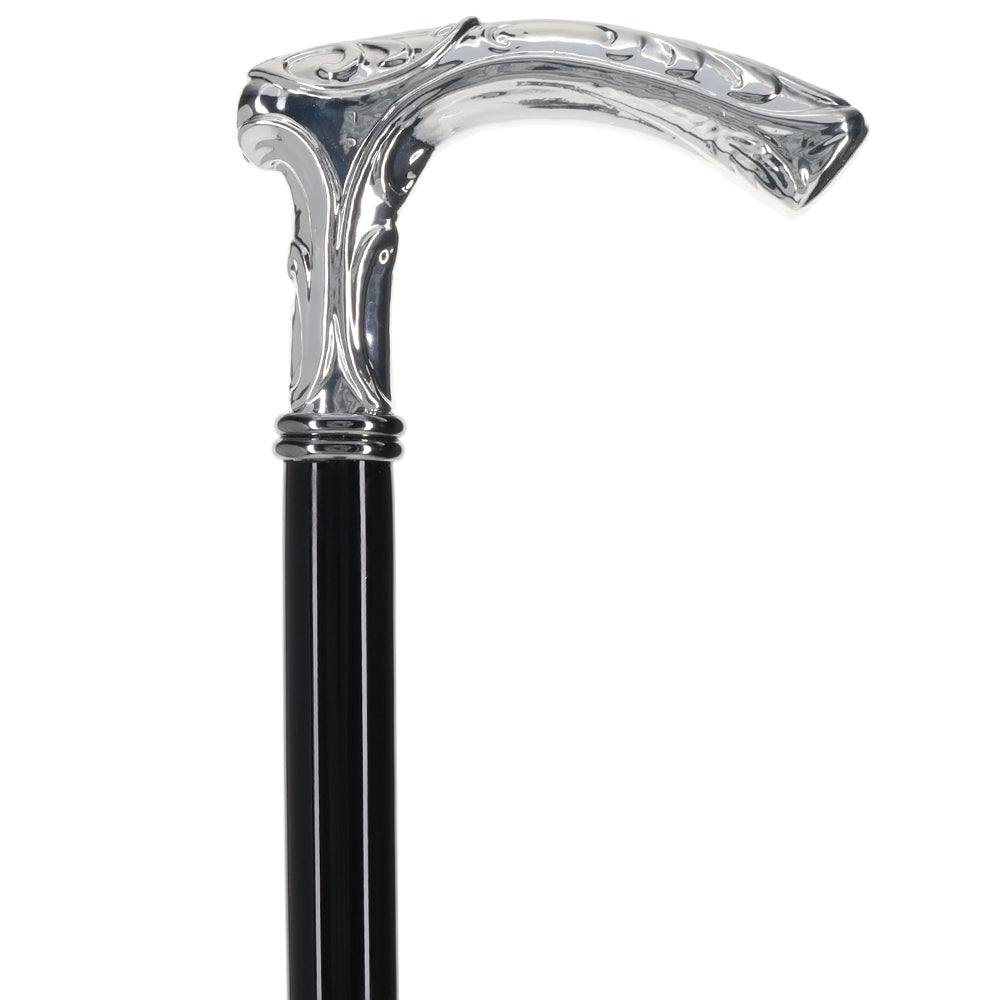 Italian Import: 925r Silver Liberty Embossed Fritz Cane Alpaca Silver Walking Sticks - Tophatter Daily Deals