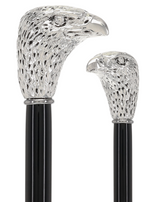 Italian Import:925 silver plating on the Falcon Head Walking Stick Sterling Silver Walking Sticks - Tophatter Daily Deals