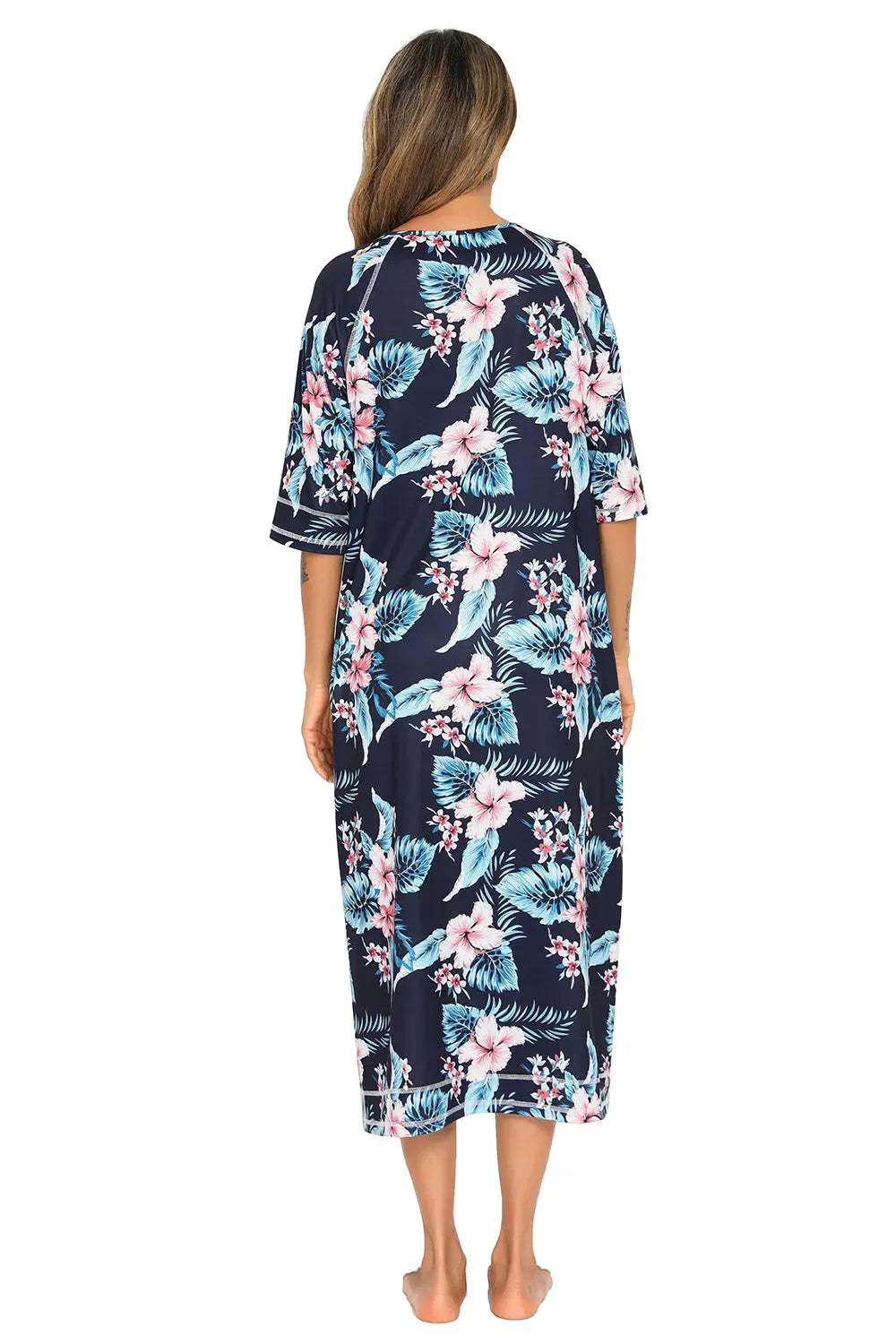 Printed Slit Night Dress with Pockets Sleep Dresses - Tophatter Daily Deals