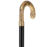 24K Gold Plated Ribbed Wheat Tourist Handle Walking Cane with Black Beechwood Shaft and Collar Antique Vintage Walking Canes - Tophatter Daily Deals