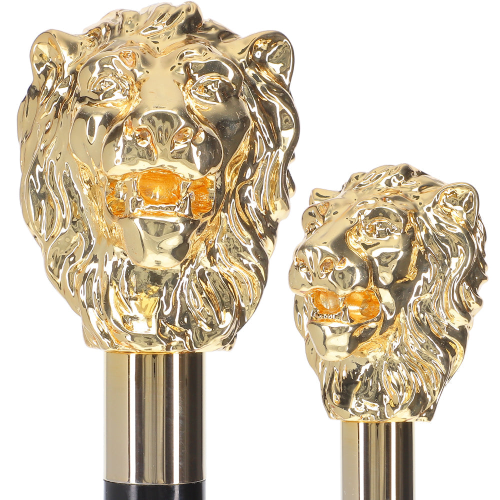 Italian Luxury: 24K Gold Lion Head Walking Stick - Exclusive Lion Walking Canes - Tophatter Daily Deals