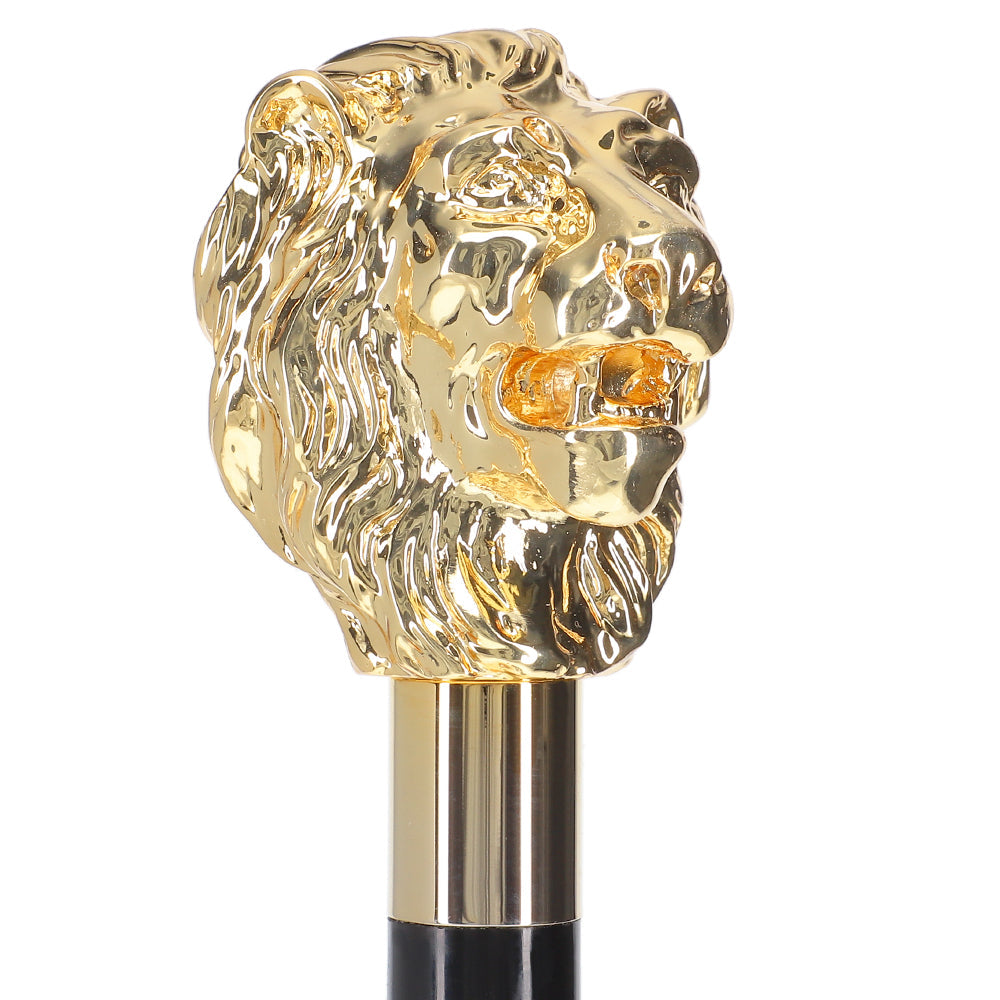 Italian Luxury: 24K Gold Lion Head Walking Stick - Exclusive Lion Walking Canes - Tophatter Daily Deals