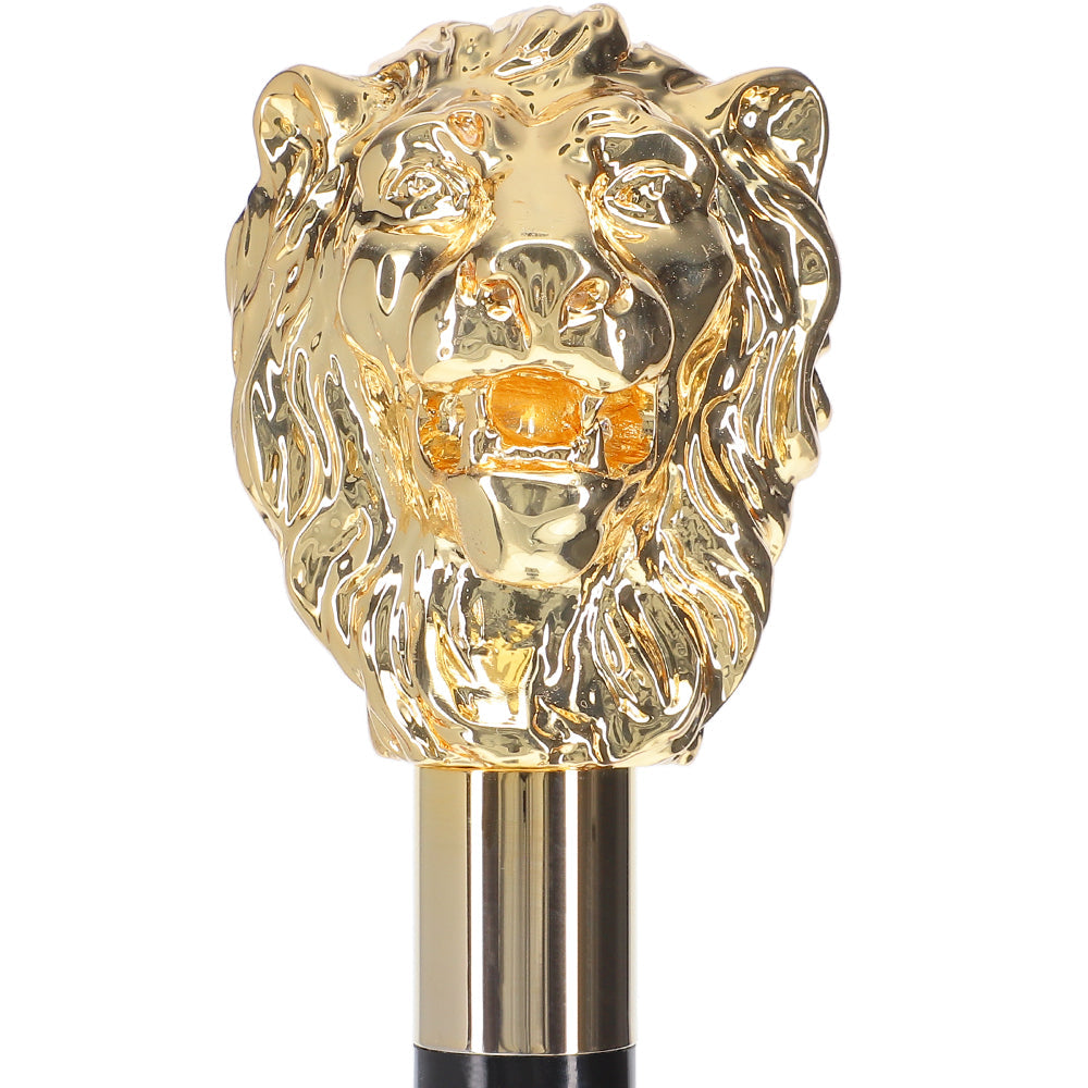Italian Luxury: 24K Gold Lion Head Walking Stick - Exclusive Lion Walking Canes - Tophatter Daily Deals