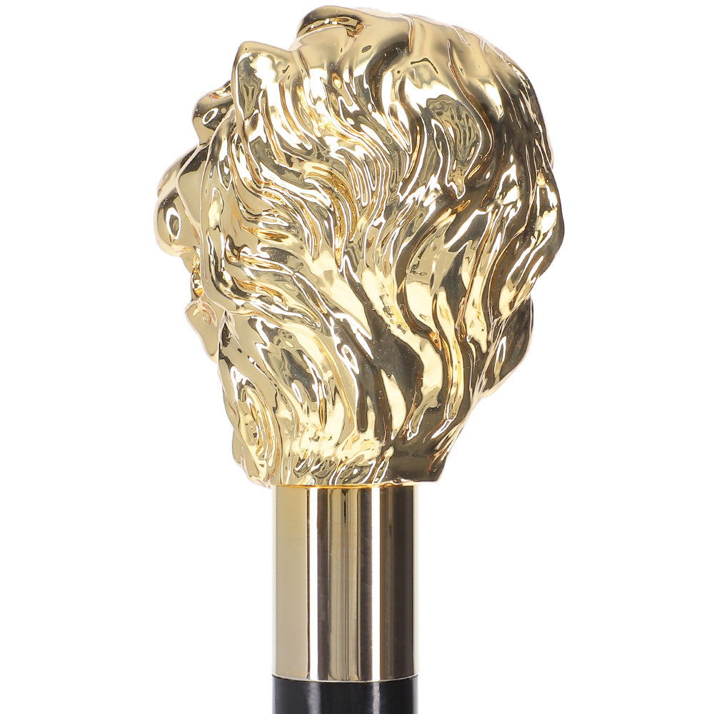 Italian Luxury: 24K Gold Lion Head Walking Stick - Exclusive Lion Walking Canes - Tophatter Daily Deals