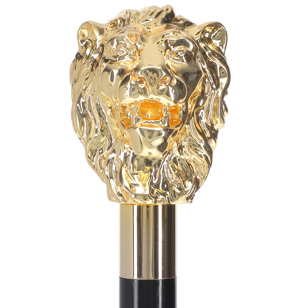 Italian Luxury: 24K Gold Lion Head Walking Stick - Exclusive Lion Walking Canes - Tophatter Daily Deals