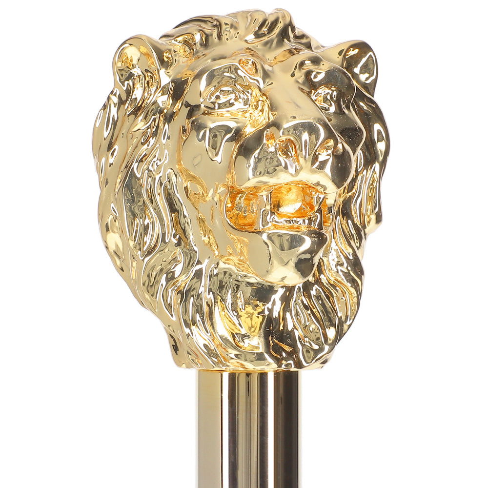 Italian Luxury: 24K Gold Lion Head Walking Stick - Exclusive Lion Walking Canes - Tophatter Daily Deals