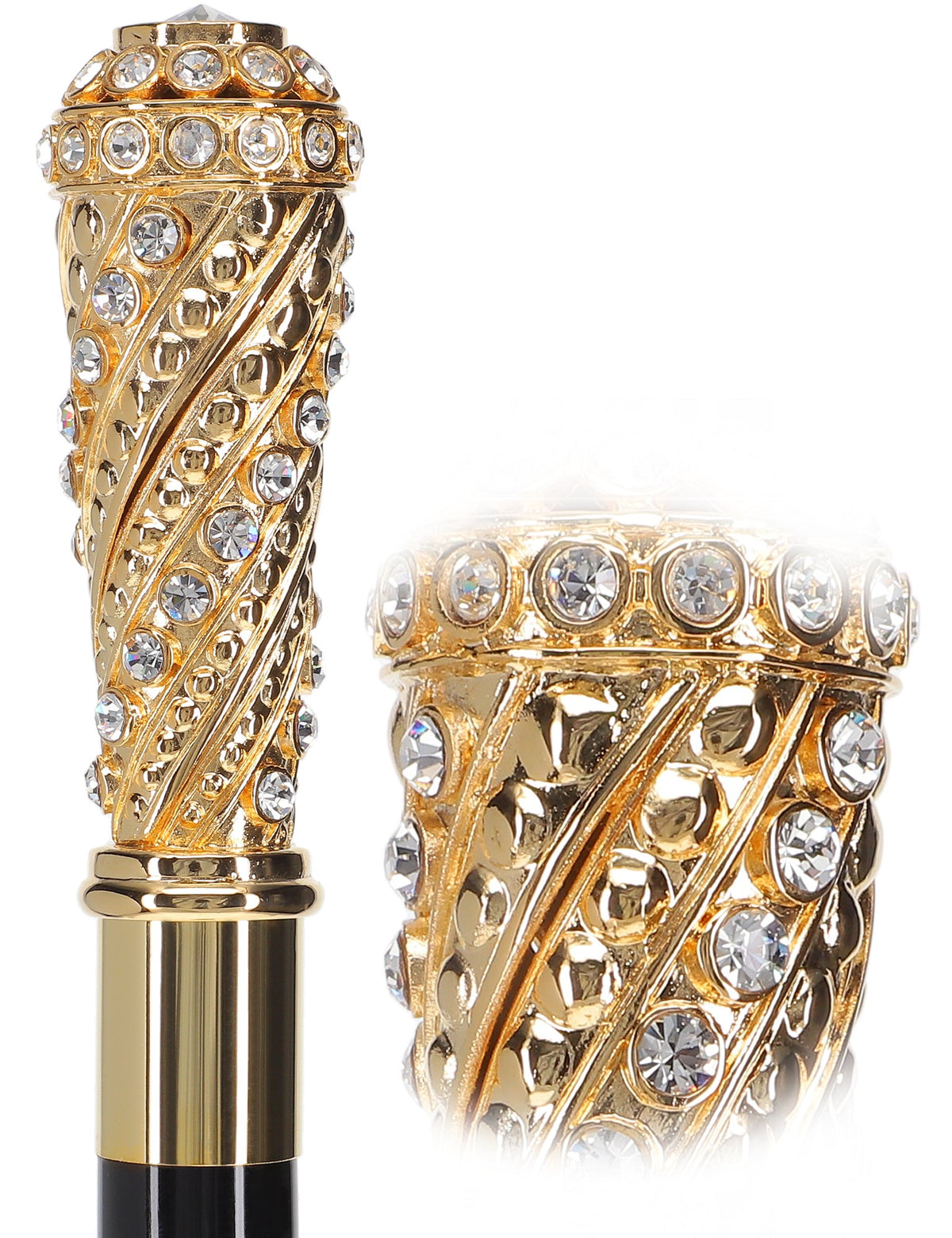 Italian Luxury: Exclusive 24K Gold & Swarovski Crystal Stick Antique Vintage Walking Canes - Tophatter Daily Deals