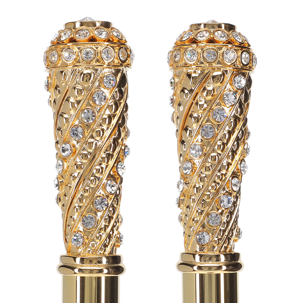 Italian Luxury: Exclusive 24K Gold & Swarovski Crystal Stick Antique Vintage Walking Canes - Tophatter Daily Deals