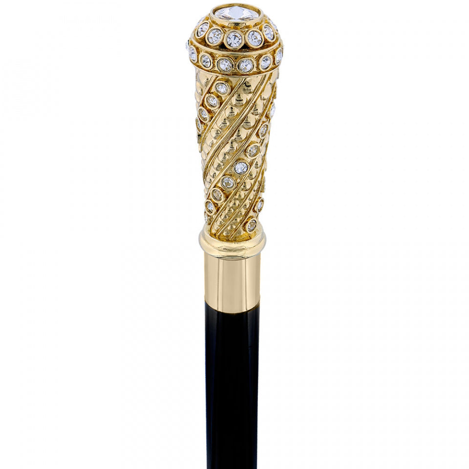 Italian Luxury: Exclusive 24K Gold & Swarovski Crystal Stick Antique Vintage Walking Canes - Tophatter Daily Deals