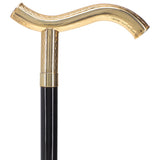 24K Gold Plated Fritz Braid Handle Walking Cane with Black Beechwood Shaft and Collar Antique Vintage Walking Canes - Tophatter Daily Deals