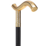 24K Gold Plated Fritz Braid Handle Walking Cane with Black Beechwood Shaft and Collar Antique Vintage Walking Canes - Tophatter Daily Deals