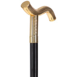24K Gold Plated Fritz Braid Handle Walking Cane with Black Beechwood Shaft and Collar Antique Vintage Walking Canes - Tophatter Daily Deals
