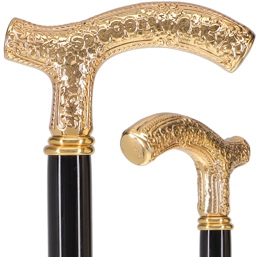 Scratch and Dent Italian Import: 24K Gold Petite Cane - Embossed Handle V3247 Antique Vintage Walking Canes - Tophatter Daily Deals