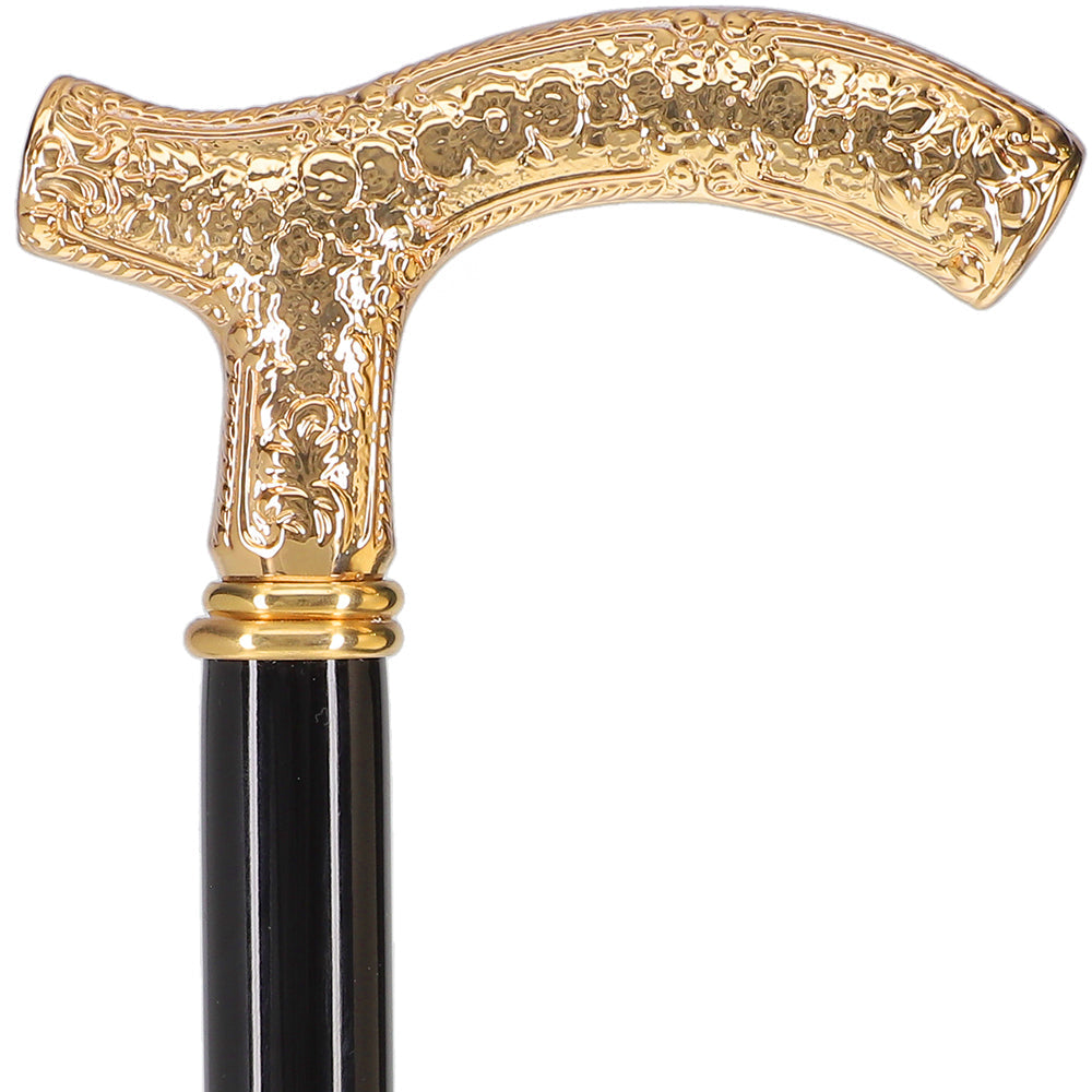 Scratch and Dent Italian Import: 24K Gold Petite Cane - Embossed Handle V3247 Antique Vintage Walking Canes - Tophatter Daily Deals