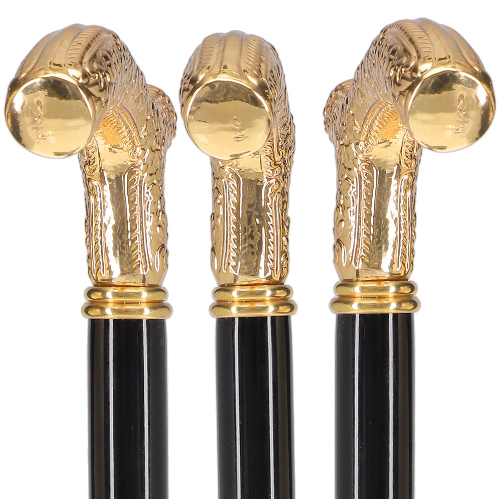 Scratch and Dent Italian Import: 24K Gold Petite Cane - Embossed Handle V3247 Antique Vintage Walking Canes - Tophatter Daily Deals