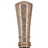 Gold Plated Petite Embossed Knob Handle Walking Cane w/ Black Beechwood Shaft & Collar Sterling Silver Canes - Tophatter Daily Deals