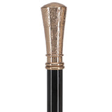 Gold Plated Petite Embossed Knob Handle Walking Cane w/ Black Beechwood Shaft & Collar Sterling Silver Canes - Tophatter Daily Deals