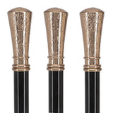 Gold Plated Petite Embossed Knob Handle Walking Cane w/ Black Beechwood Shaft & Collar Sterling Silver Canes - Tophatter Daily Deals