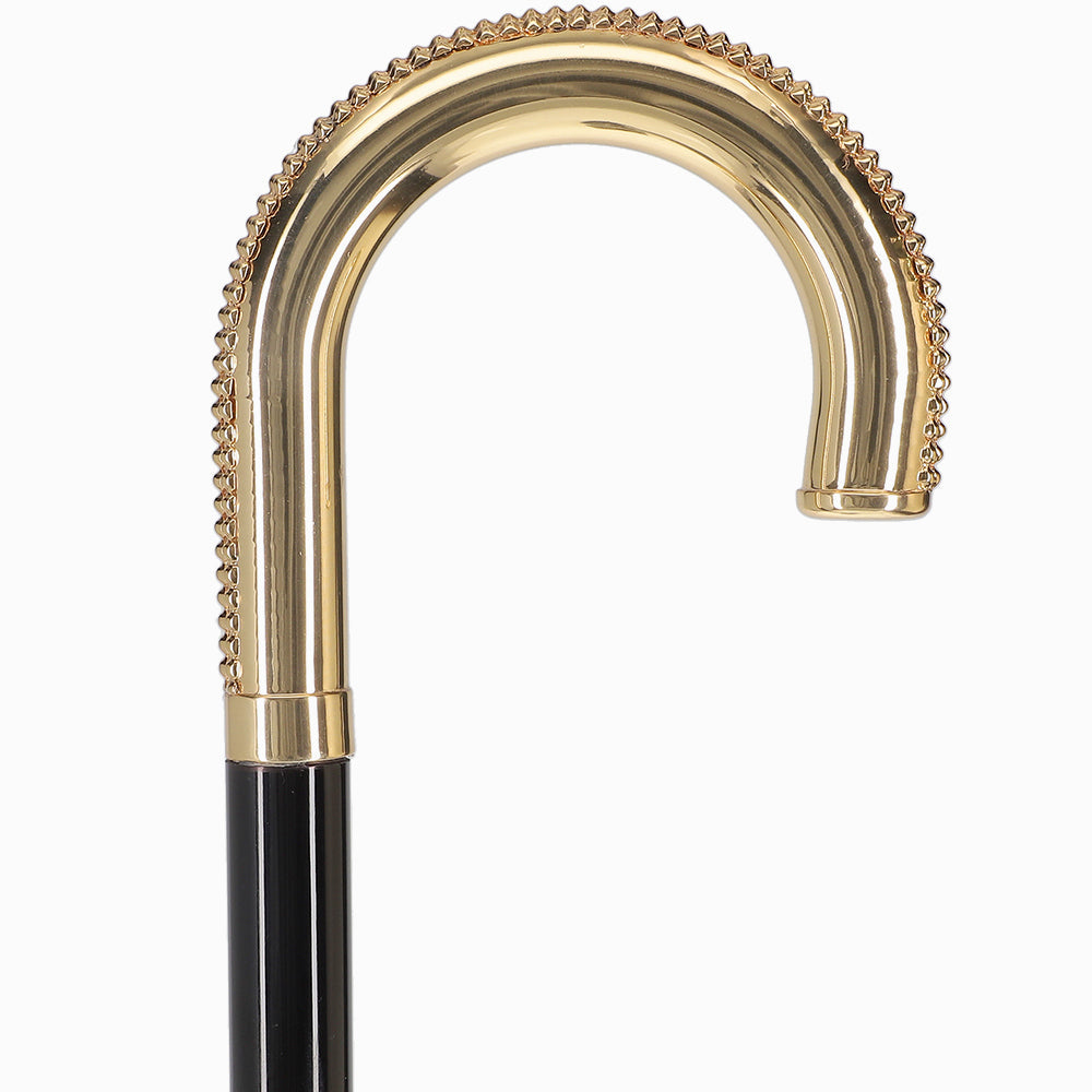 24K Gold Plated Lustrous Tourist Walking Cane w/ Black Beechwood Shaft & Collar - Tophatter Daily Deals