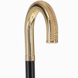 24K Gold Plated Lustrous Tourist Walking Cane w/ Black Beechwood Shaft & Collar - Tophatter Daily Deals