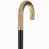 24K Gold Plated Lustrous Tourist Walking Cane w/ Black Beechwood Shaft & Collar - Tophatter Daily Deals