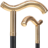 24K Gold Plated Tranquil Fritz Walking Cane w/ Black Beechwood Shaft & Collar - Tophatter Daily Deals