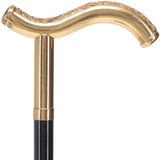 24K Gold Plated Tranquil Fritz Walking Cane w/ Black Beechwood Shaft & Collar - Tophatter Daily Deals