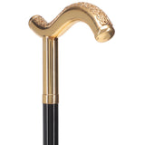 24K Gold Plated Tranquil Fritz Walking Cane w/ Black Beechwood Shaft & Collar - Tophatter Daily Deals