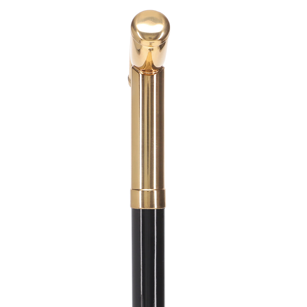 24K Gold Plated Tranquil Fritz Walking Cane w/ Black Beechwood Shaft & Collar - Tophatter Daily Deals