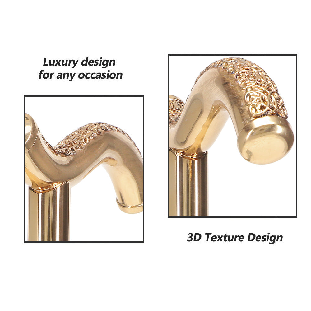 24K Gold Plated Tranquil Fritz Walking Cane w/ Black Beechwood Shaft & Collar - Tophatter Daily Deals