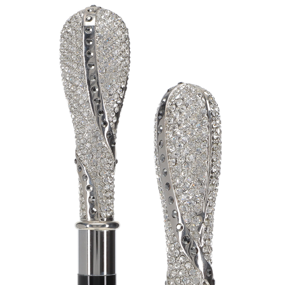 Opulent Italian: 925r Silver Cane w/ Extensive Swarovski Inlay Alpaca Silver Walking Sticks - Tophatter Daily Deals