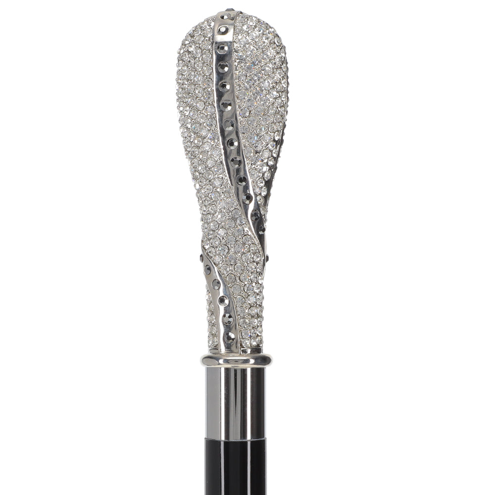 Opulent Italian: 925r Silver Cane w/ Extensive Swarovski Inlay Alpaca Silver Walking Sticks - Tophatter Daily Deals