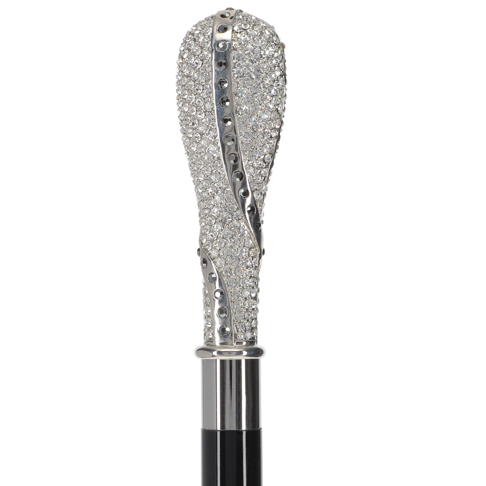 Opulent Italian: 925r Silver Cane w/ Extensive Swarovski Inlay Alpaca Silver Walking Sticks - Tophatter Daily Deals