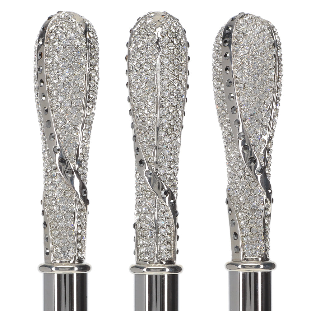 Opulent Italian: 925r Silver Cane w/ Extensive Swarovski Inlay Alpaca Silver Walking Sticks - Tophatter Daily Deals