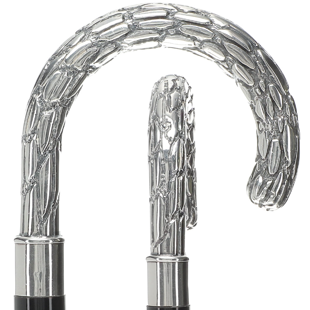 Italian Luxury: Embossed Tourist Cane, Crafted in 925r Silver Alpaca Silver Walking Sticks - Tophatter Daily Deals