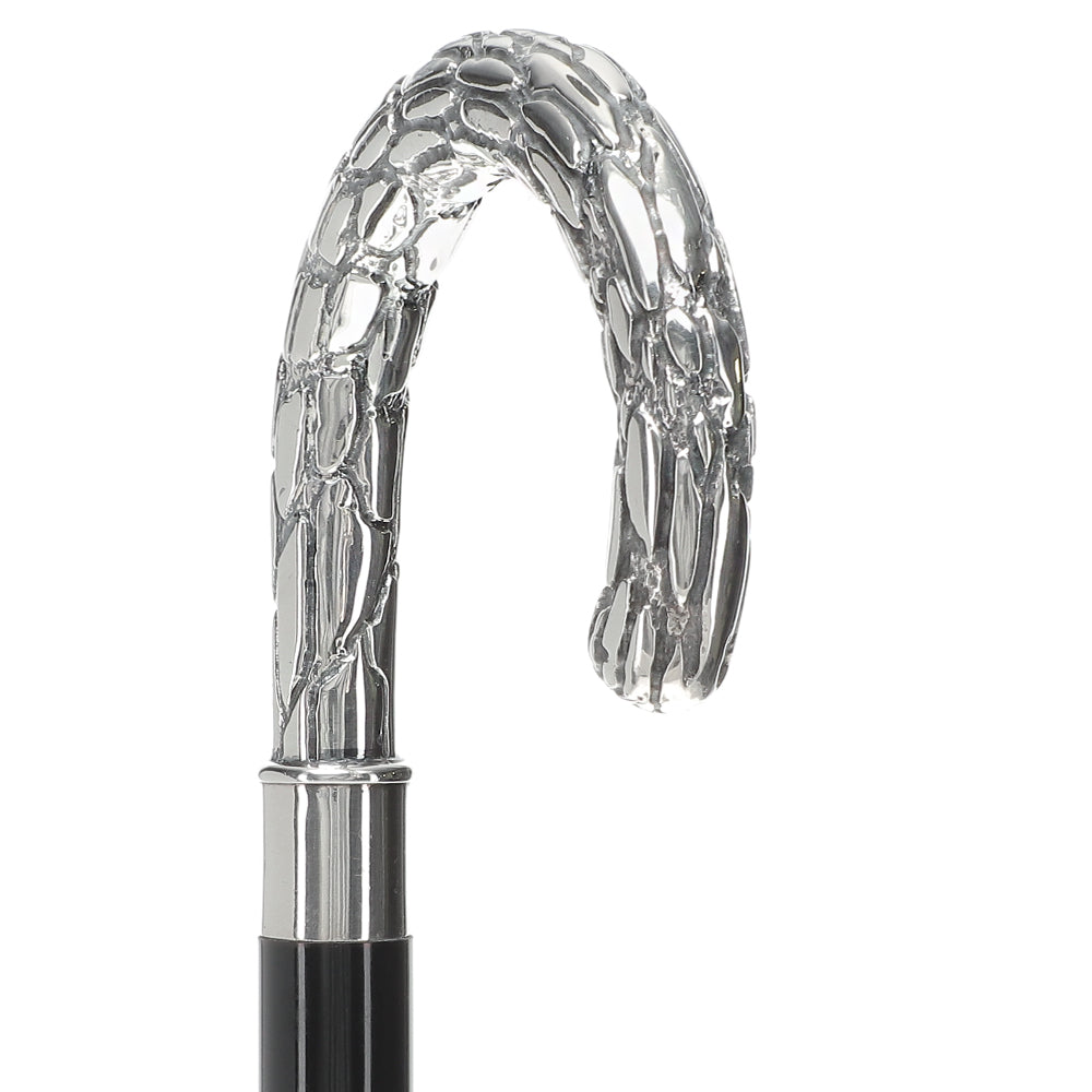 Italian Luxury: Embossed Tourist Cane, Crafted in 925r Silver Alpaca Silver Walking Sticks - Tophatter Daily Deals