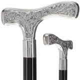 Italian Luxury 925r Embossed Fritz Cane - Antique Design Alpaca Silver Walking Sticks - Tophatter Daily Deals