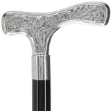 Italian Luxury 925r Embossed Fritz Cane - Antique Design Alpaca Silver Walking Sticks - Tophatter Daily Deals