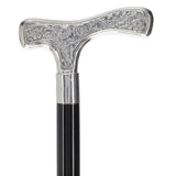 Italian Luxury 925r Embossed Fritz Cane - Antique Design Alpaca Silver Walking Sticks - Tophatter Daily Deals