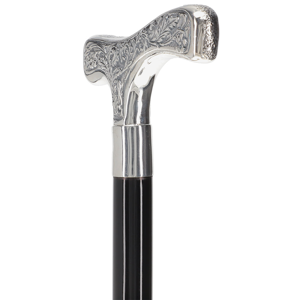 Italian Luxury 925r Embossed Fritz Cane - Antique Design Alpaca Silver Walking Sticks - Tophatter Daily Deals