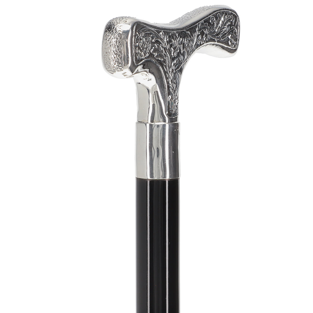 Italian Luxury 925r Embossed Fritz Cane - Antique Design Alpaca Silver Walking Sticks - Tophatter Daily Deals