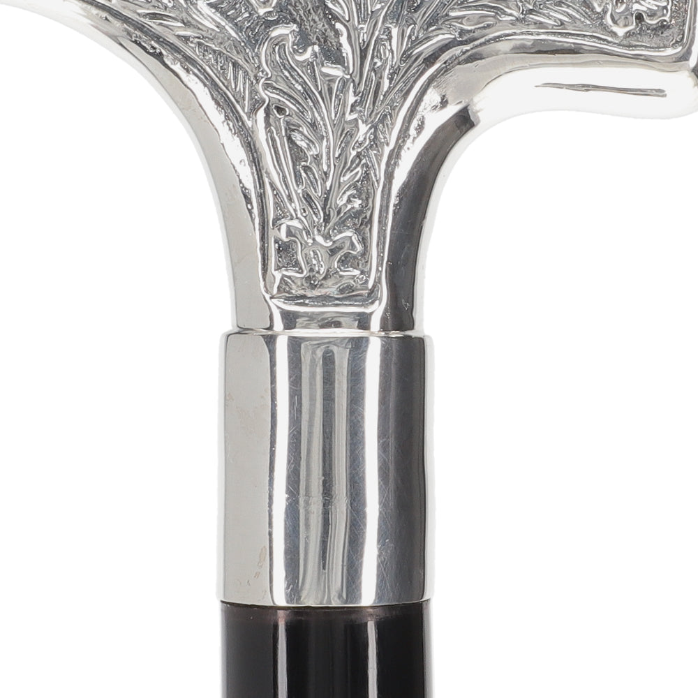 Italian Luxury 925r Embossed Fritz Cane - Antique Design Alpaca Silver Walking Sticks - Tophatter Daily Deals