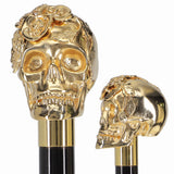 Italian Luxury: Skull with Roses Cane, 24K Gold Plated Alpaca Silver Walking Sticks - Tophatter Daily Deals