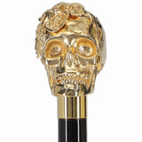 Italian Luxury: Skull with Roses Cane, 24K Gold Plated Alpaca Silver Walking Sticks - Tophatter Daily Deals
